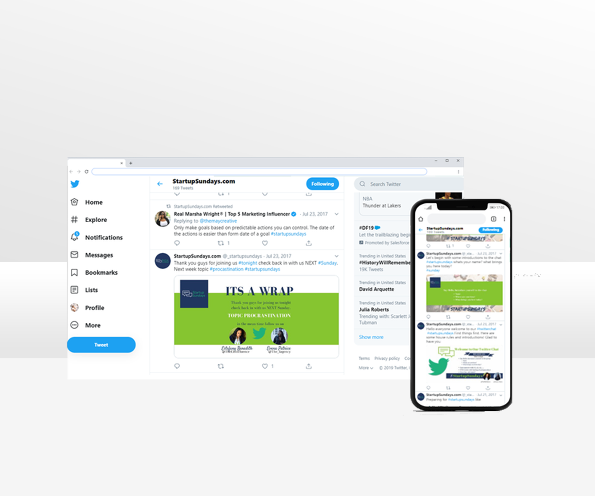 Startup Sundays — Weekly recap graphics